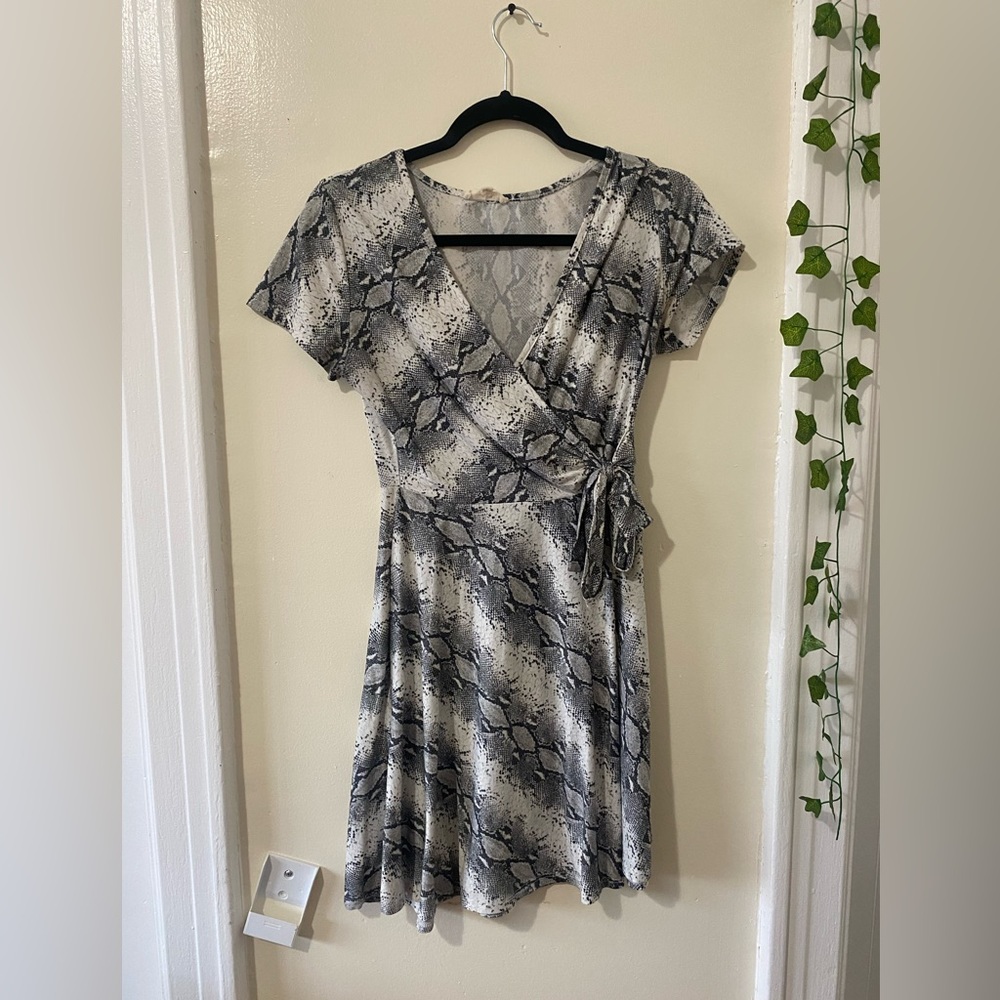 Snake-print skater flare dress